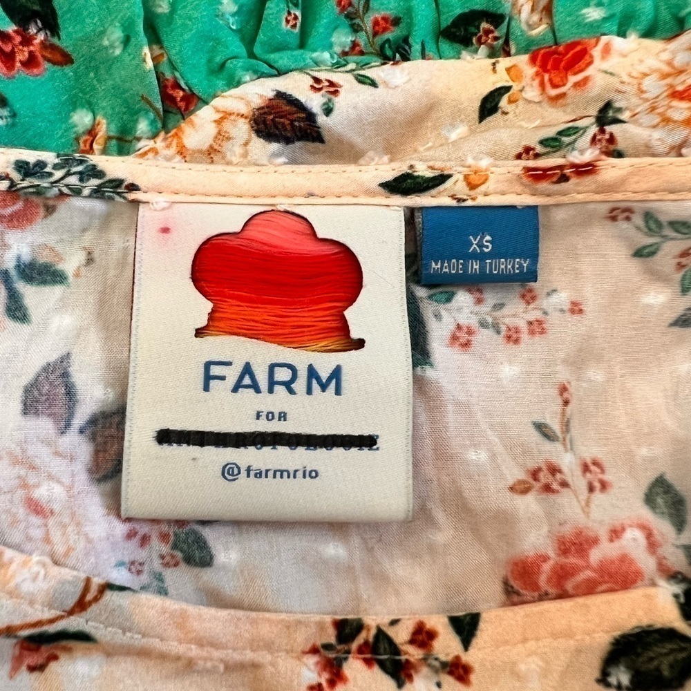 FARM Rio Cream Floral Ruffle Top with Teal Trim - Picture 15 of 16